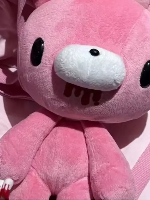 Pink Cute Creepy Bear Plush Crossbody Bag - Image 6