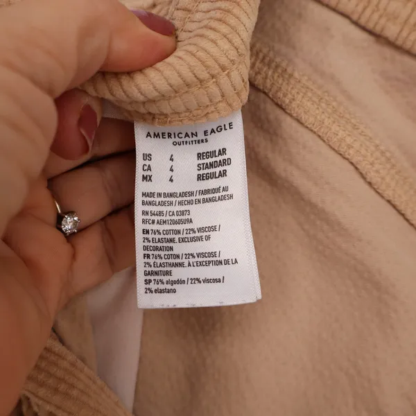 American Eagle Cargo Pants Womens 4 Super High-Rise Baggy Wide Leg Tan Good - Image 4