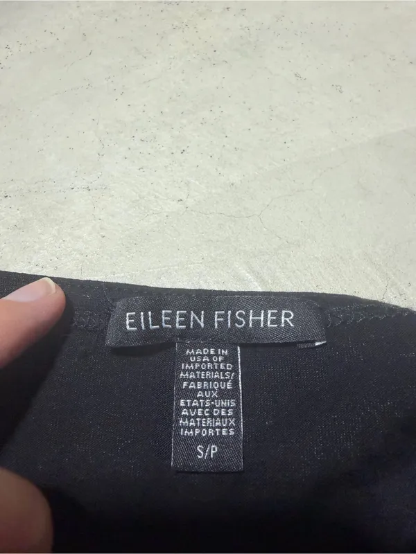 EILEEN FISHER Black Long-Sleeve Crewneck Top small - Image 5