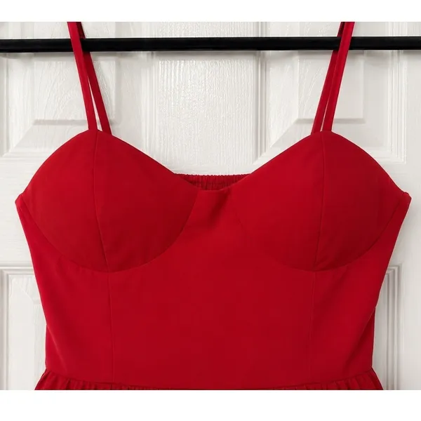Band of the Free Red Bubble Hem Fit & Flare Mini Dress Party Cocktail Small - Image 5