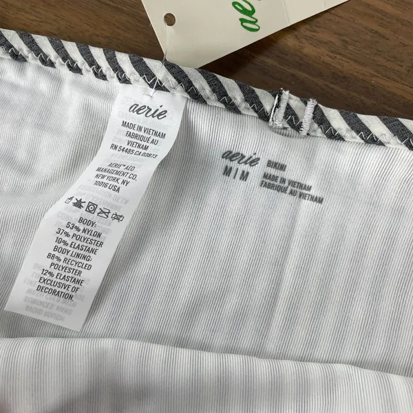 Aerie Bikini Bottom Women M Black White Stripe Gingham Ruffle Full Coverage NWT - Image 2