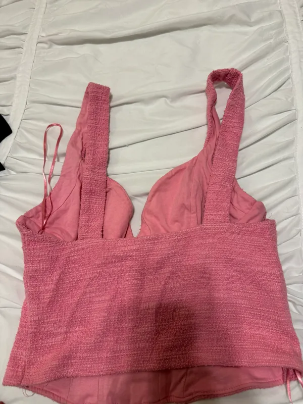 Zara Pink Tweed Corset Top - Image 4