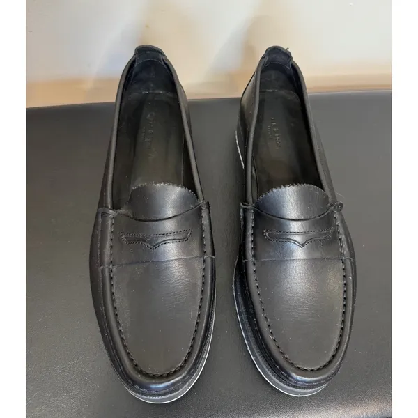 Rag & Bone Tanja Platform Penny Loafers Black Leather Sz 38‎ - Image 2