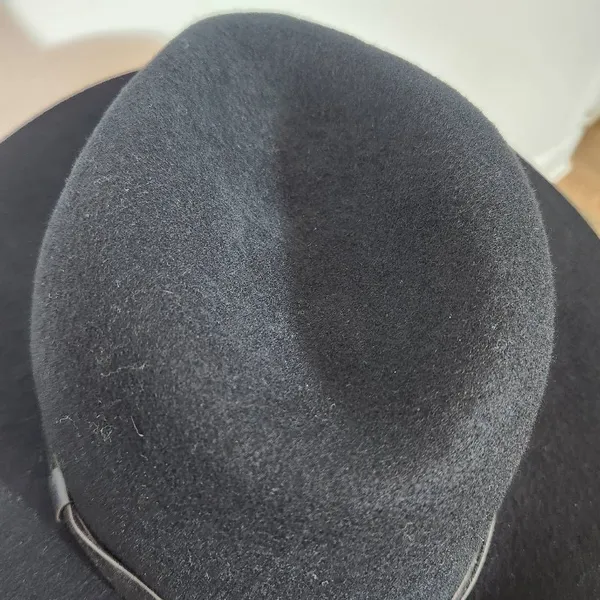 Kendall and Kylie Black Wool Fedora Hat with Faux Leather Trim One Size - Image 3