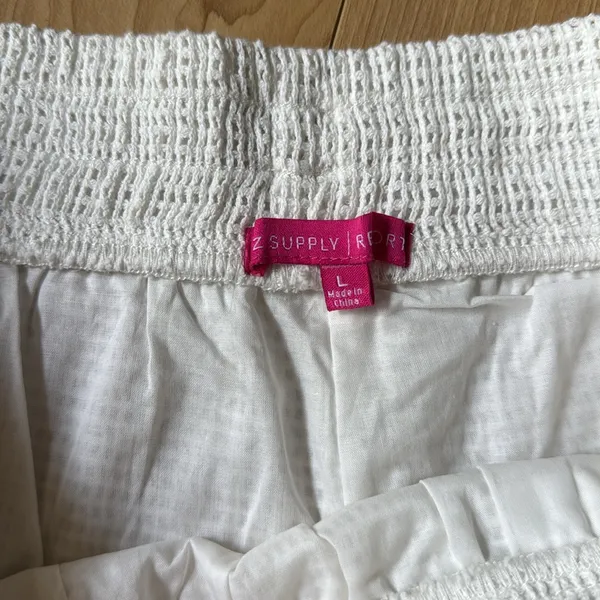 Z Supply High Waist White Textured Shorts - Image 2