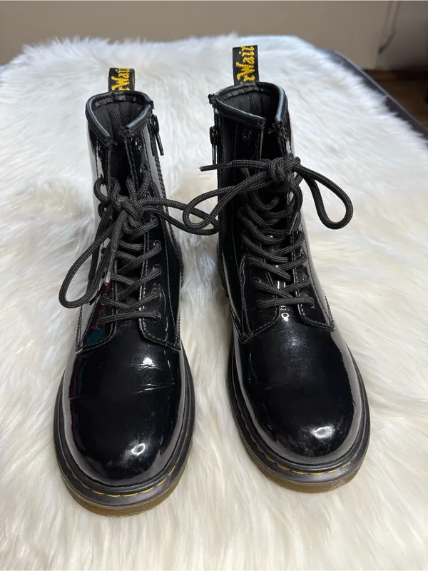 Dr. Martens Black Glossy Patent Leather 1460 Lace Up Boots - Image 3