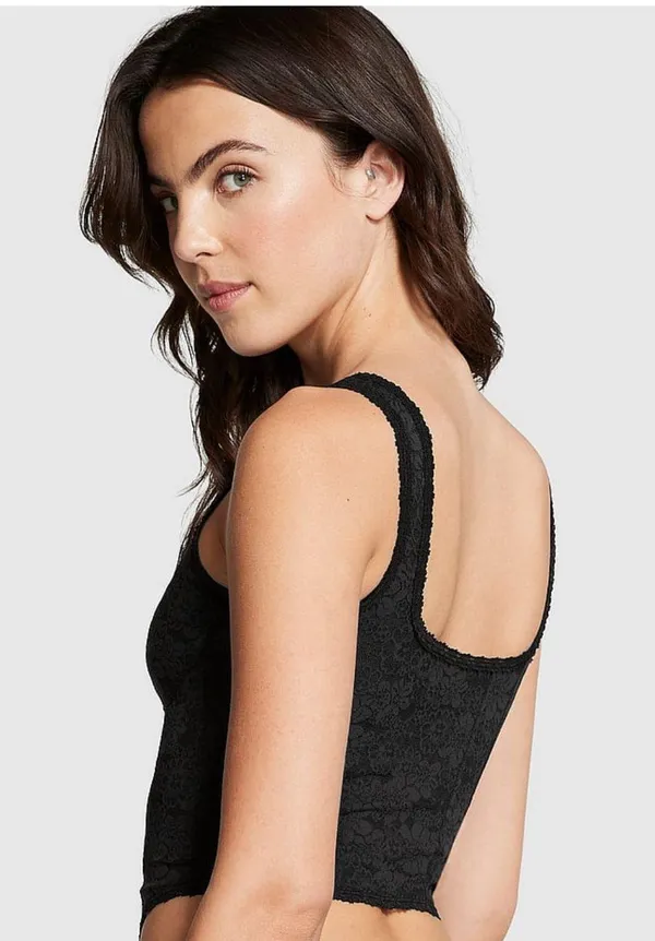 Victoria's Secret Black Floral Cropped Corset - Image 2