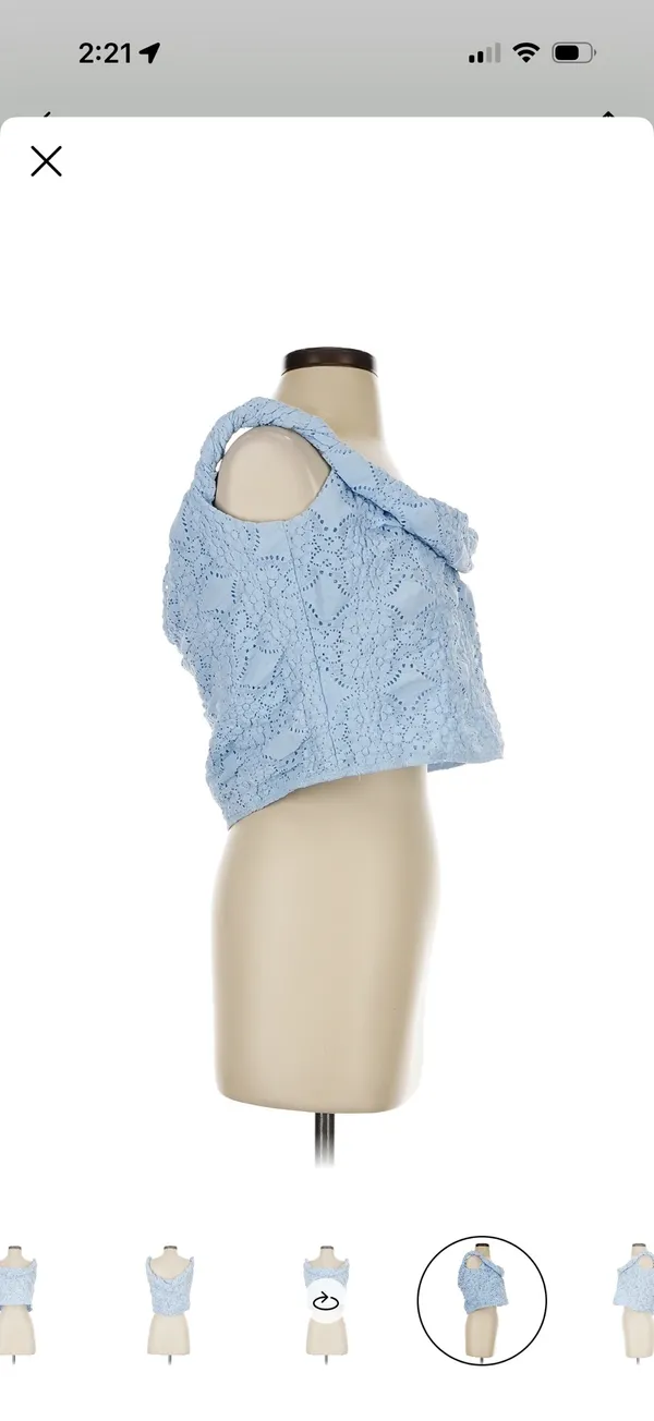 Peppermayo Diamond Sky Blue off the shoulder crop top - Image 5