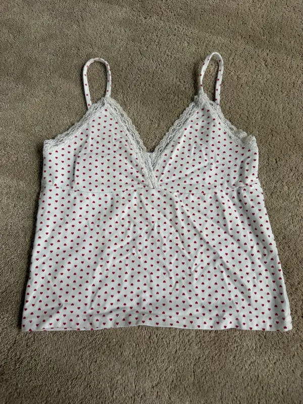 Brandy Melville Heart Print Lace Cami - Image 2