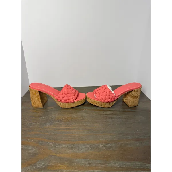 Shu Shop Gladys Coral Braided Platform Block Heel Sandals‎ Cork Size 6.5 New - Image 2