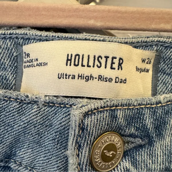 Hollister Ultra High Rise Dad Jean‎ Womens Size 2 Regular in Light Wash NEW - Image 2