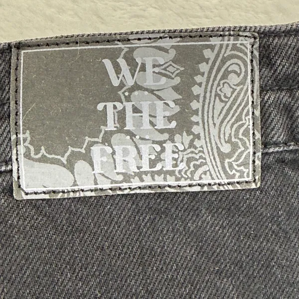 Free People We The Free Black Denim Midi Skirt Front Slit High Rise‎ Size 24 NEW - Image 15