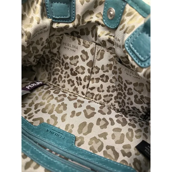 Perlina Brushed Leather‎ Hobo Shoulder Bag Purse Green Buckle Medium Tote - Image 6