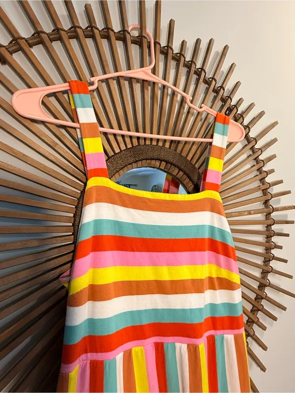 J. Crew Rainbow Striped Tiered Maxi Dress Colorful Summer Beach Sundress Vacay - Image 5
