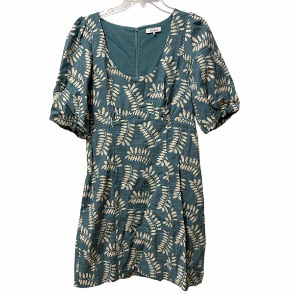 Parker Cammie Blue Tropical Puff Short Sleeve Mini‎ Dress Women's Size 10 Mini - Image 4