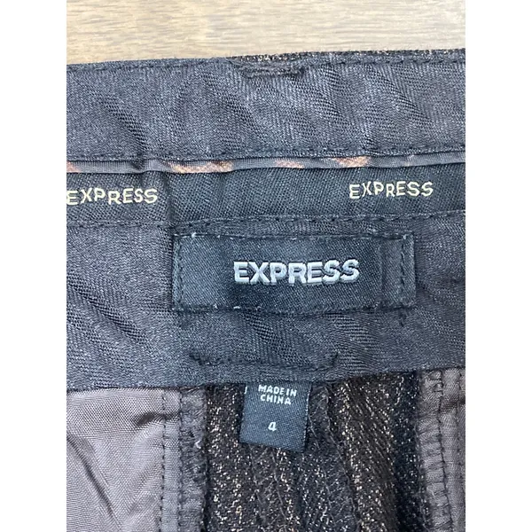 Express Brown Metallic Thread Pants Size 4 Slim Modern Fit - Image 4