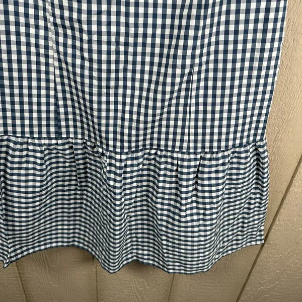 Universal Standard For J. Crew Gingham Poplin Drop-Waist Dress Sz XS Blue Preppy - Image 3