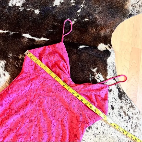 NSR Hot Pink Lace Midi Dress Sleeveless Lined Size‎ L NWOT - Image 7