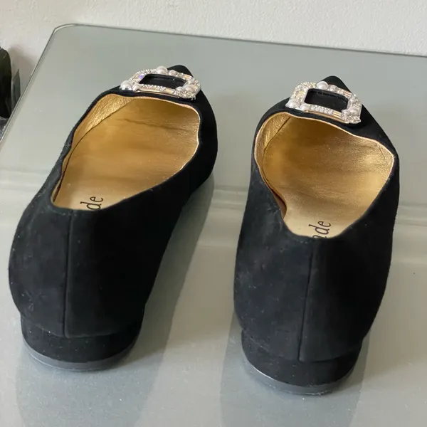 Kate Spade Buckle Up Black Suede Flats Size 8B - Image 3