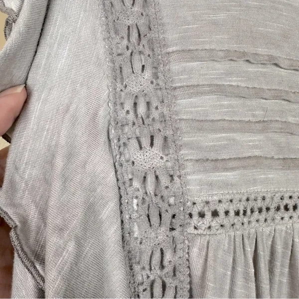 Knox Rose Light Gray Womens Lace Trim Ruffle Sleeve Blouse XXL Boho Feminine - Image 4