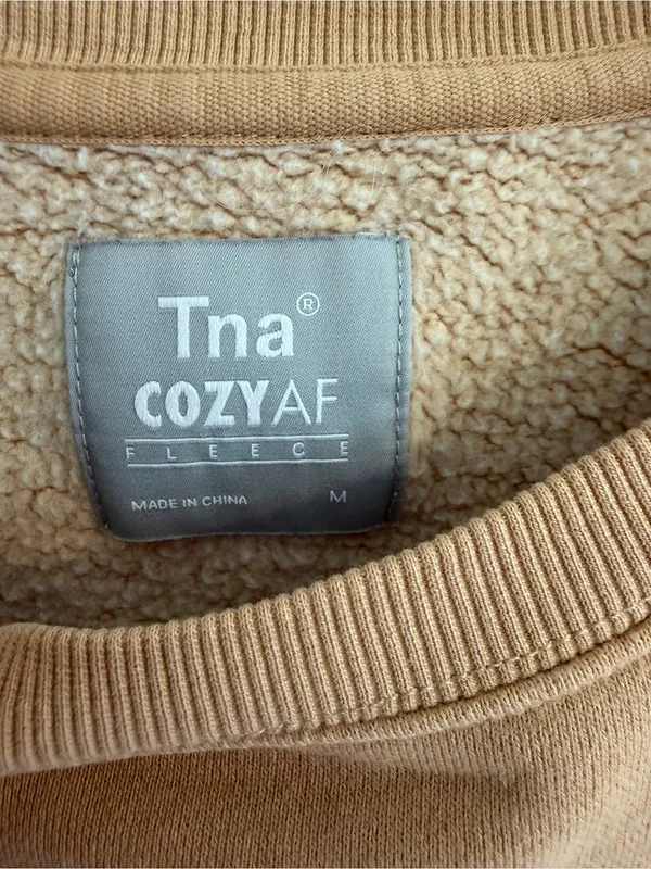 Aritzia TNA CozyAF Crewneck Sweatshirt‎ Tan Beige Medium - Image 2