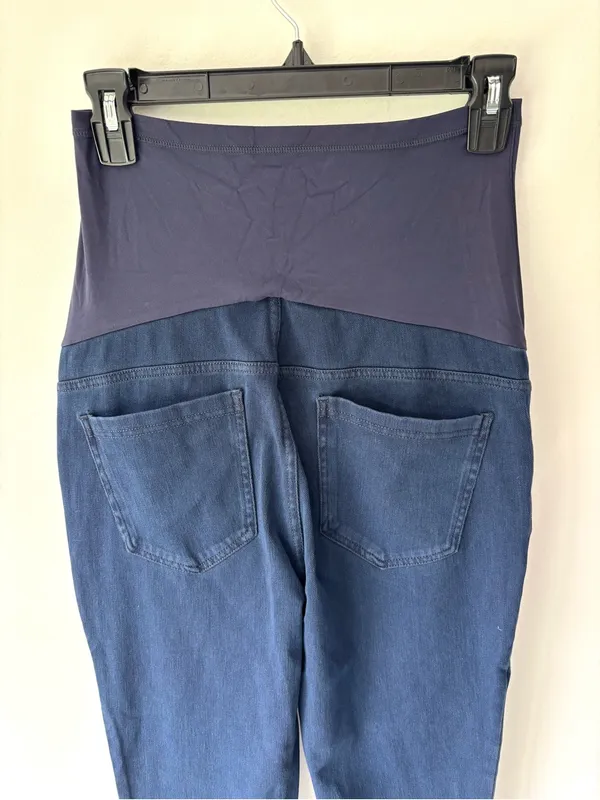 Halara Maternity Blue Stretchy Jean Jeggings Over Belly Panel - Image 6