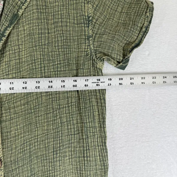 Free People Green‎ Cotton Gauze Button Front Maxi Shirtdress Small OB1546940 - Image 3