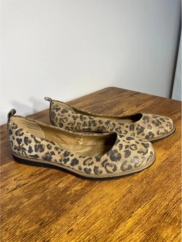 Comfortiva Leopard Leather Suede Ballet Flat Pillowtop Y2K Brown Size 8 - Image 5