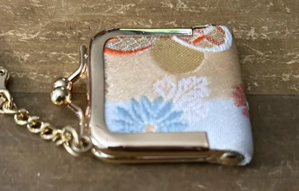 Vintage Japanese Gamaguchi Chirimen Crape purse keychain - Image 6