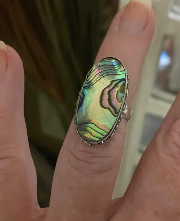 Sterling Silver Abalone  Rings Size 61/4 - Image 3