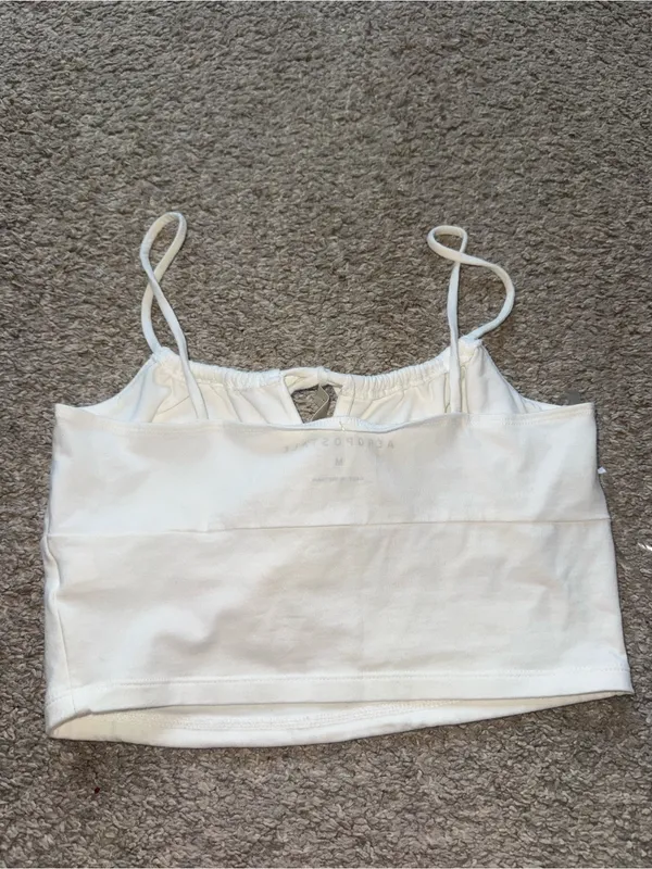 Aeropostale - Cropped Tie Front Cami - Medium, White (NWT) - Image 2