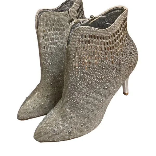 Rhinestone silver star ankle boots size 38 - Image 7