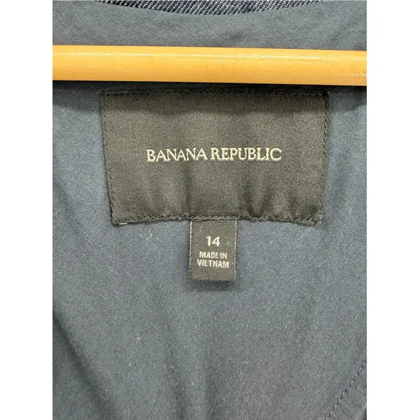 Banana Republic 100% Linen Blazer Jacket Blue Chambray Sz 14 Summer Coastal - Image 3
