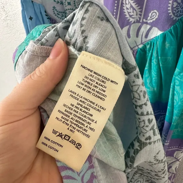 Free People Teal, Lavender, Mint Patchwork Midi Dress - Image 6