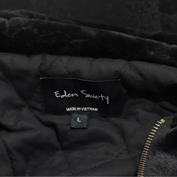NWOT Eden Society Sherpa Faux Fur Lined Black Hooded Jacket Women’s Size L‎ - Image 7