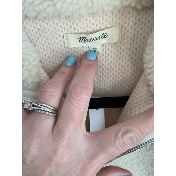 Madewell Faux Shearling Half-Zip Pullover NWT‎ size xsmall - Image 5