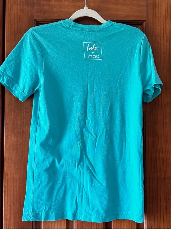 Lulu Mac Graphic T-shirt Women’s Small Turquoise “What’s Your Point? Cactus - Image 3