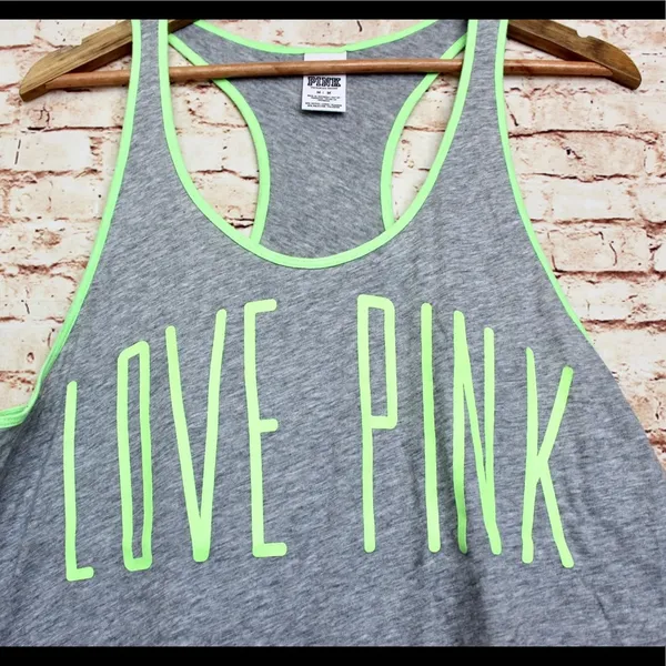 Victoria's Secret Pink | Gray/Green Racerback Tank - Image 2