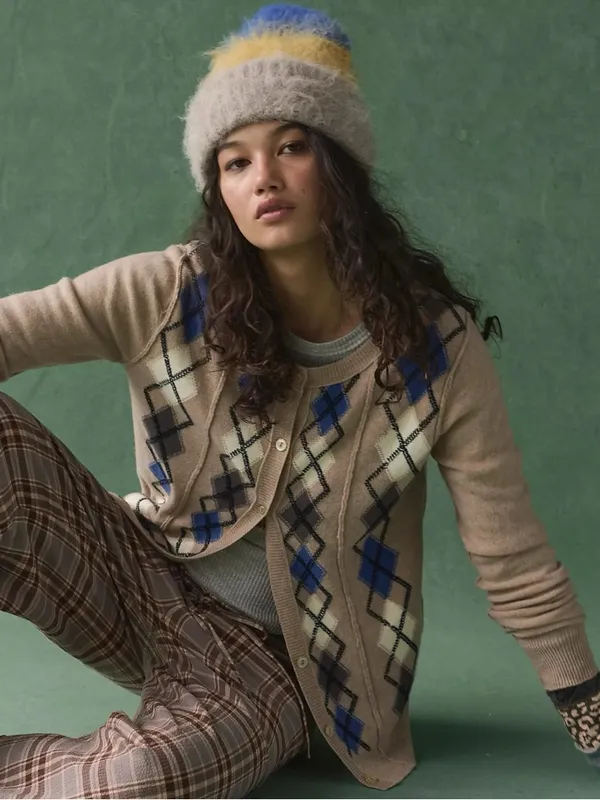 Free People Icing Beanie in Blue Gold NWT Stripes Wool Fall Winter Bohemian - Image 5