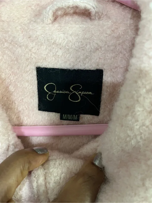 Jessica Simpson Wool Blend Pink Tie-Waist Kimono Cape Size M - Image 4
