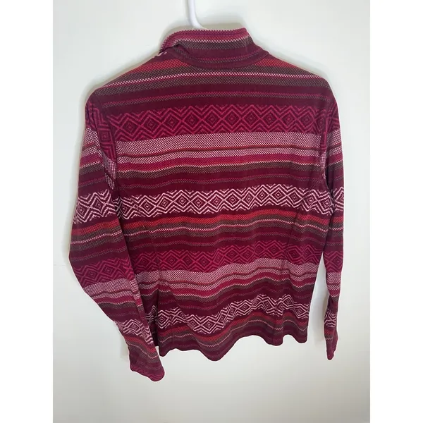 Eddie‎ Bauer Wm LG Pink 1/4 Zip Pink Aztec Pullover Jacket Hiking Outdoor Camp - Image 6