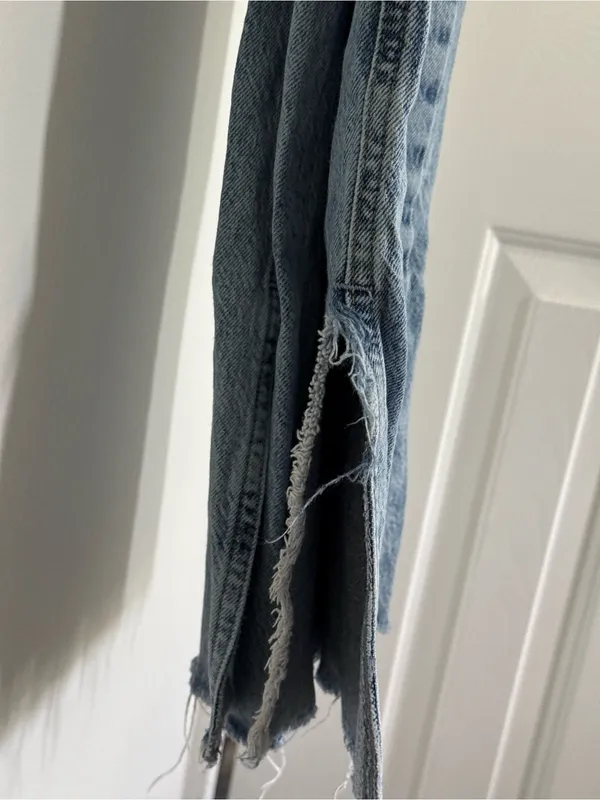 Zara Light Blue Distressed Split Hem Jeans - Image 8