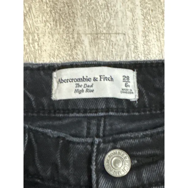 Abercrombie & Fitch The Dad High Rise Distressed Black Straight Leg Jeans 28/6R - Image 2