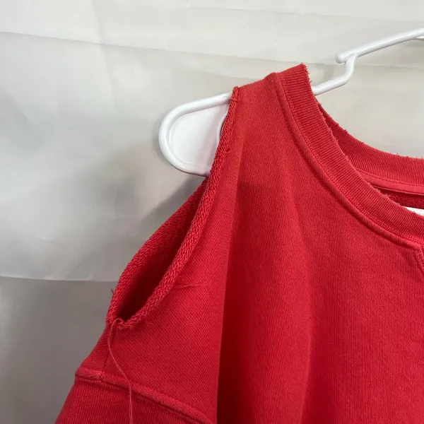 Hudson Los‎ Angeles women's red cut sleeve distressed grunge relaxed top small - Image 3