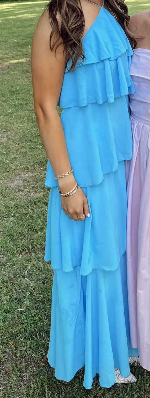 Ruffle Maxi Dress Blue - Image 2