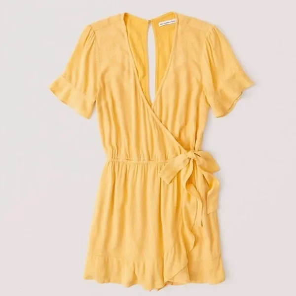 Abercrombie & Fitch Yellow and White‎ Polka Dot Romper - Image 2