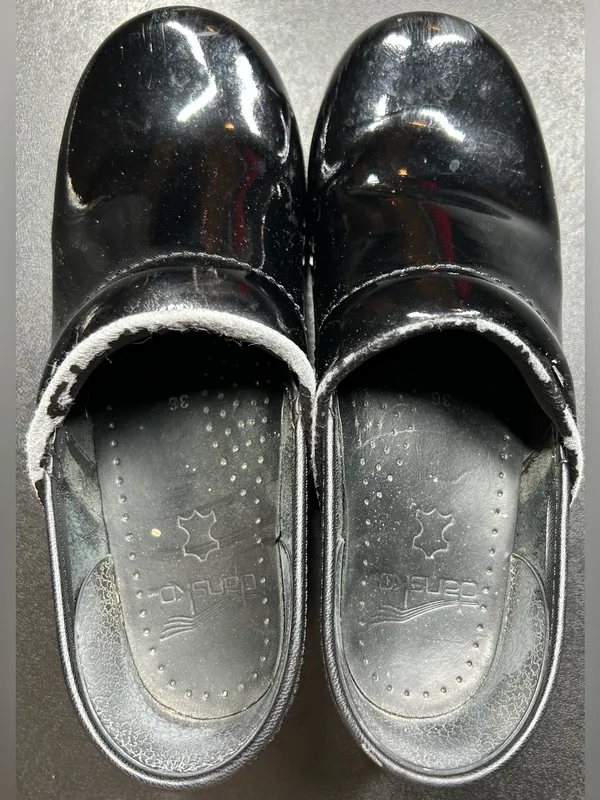 Dansko Women’s Size 36 Xp 2.0 Wedge Slip On Black Patent Leather Casual Clogs - Image 6