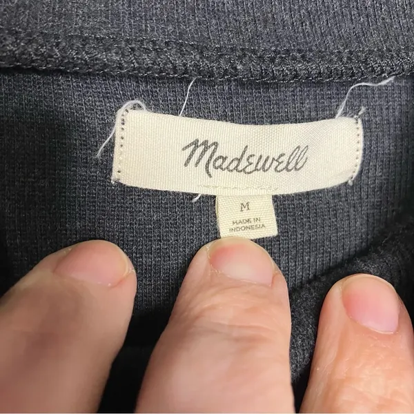 Madewell mock neck black ribbed top with puffed‎ sleeves size medium - Image 3
