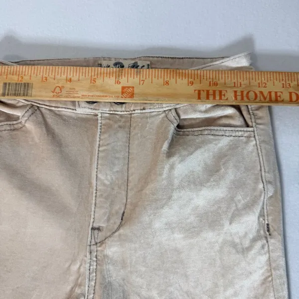 We The Free Beige Metallic Pants Size 24 Straight Leg Velvet-Like Texture - Image 10