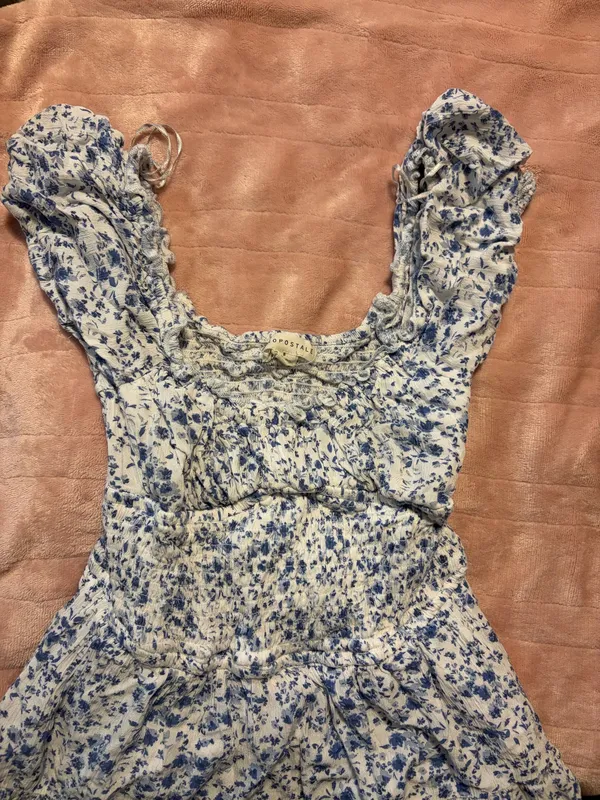 Aeropostale White with blue flowers dress S - Image 3